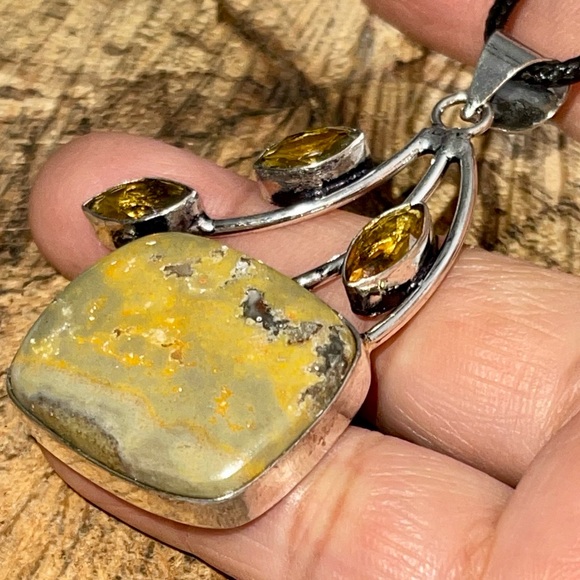 Indonesian Bumblebee Jasper Pendant 2 1/4” - Picture 5 of 15